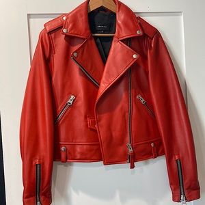 Brand New Mackage - Red Leather Moto Jacket